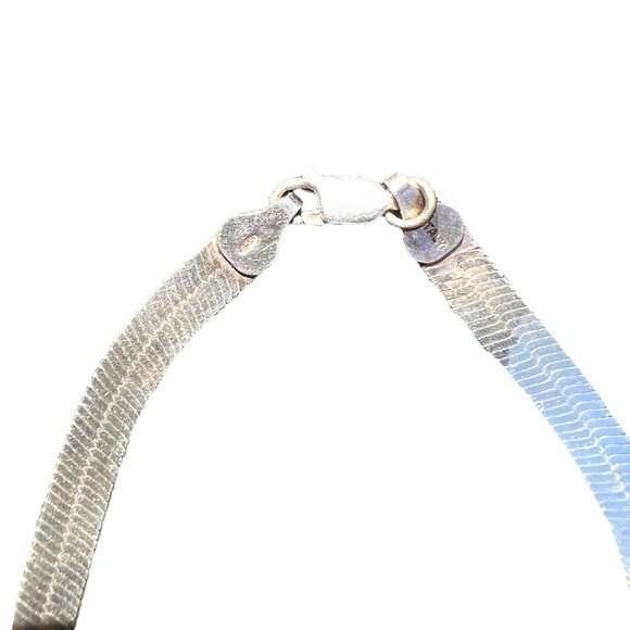 Italy 925 Sterling Silver Herringbone Vintage Pristine Chain 24.25" - Picture 5 of 12